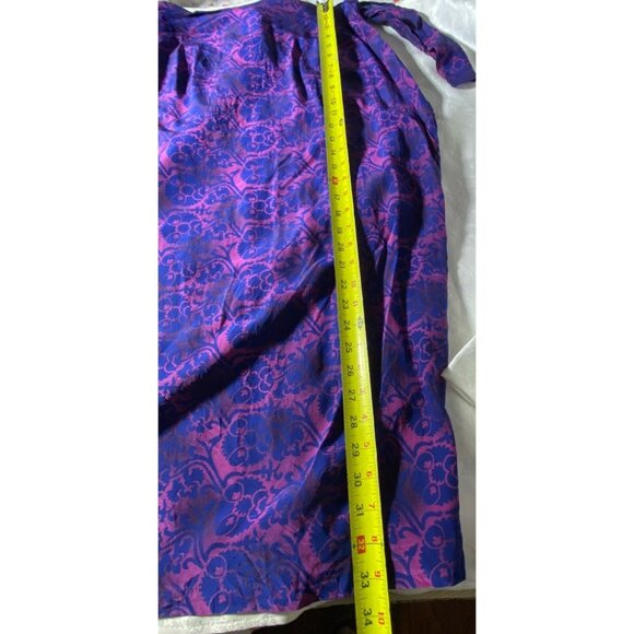 Rena Rowan Size 12 Blue Purple 100% Silk Abstract Maxi Skirt Faux Wrap Bohemian - Picture 5 of 9